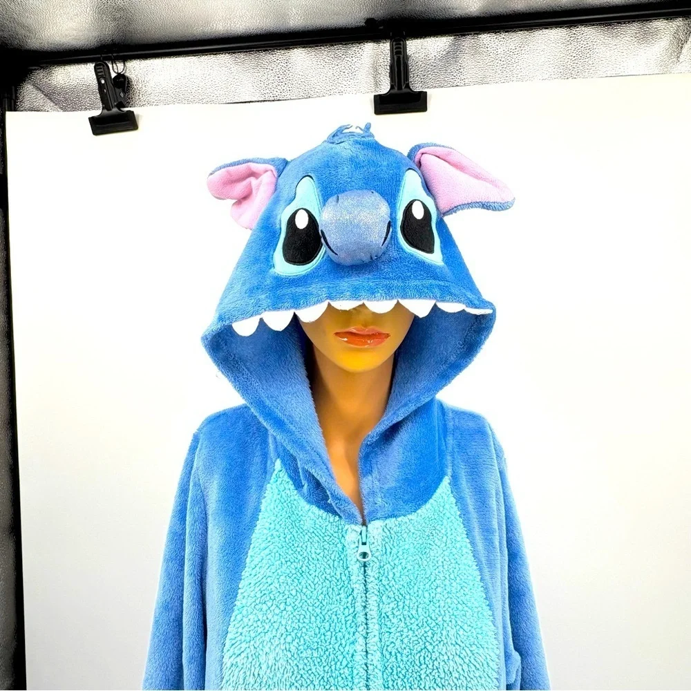 Disney Lilo & Stitch Fleece Onesie Pajamas Hooded Blue unisex 12–14